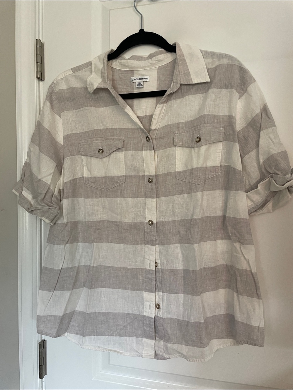 Striped Button-Front Shirt Sz XL